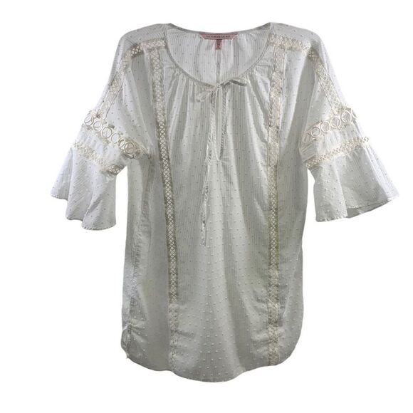 Victoria’s Secret White Swiss Dot Lacy Blouse Size S - Picture 1 of 10